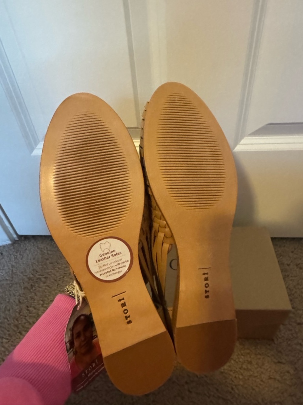Woven Leather Slip-On Flats - Tan - Picture 3 of 4